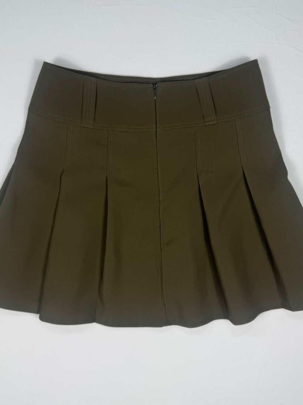 SHEIN Olive Green Pleated Mini Skirt Back Zip Size M